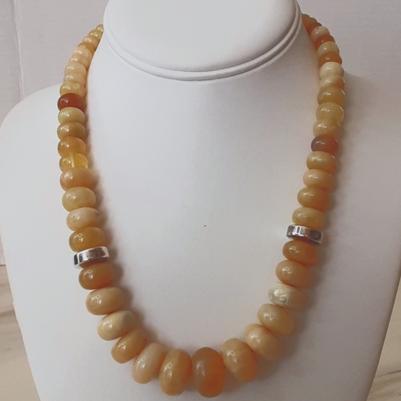 Desert Rose Trading Co .925 Sterling Yellow Jasper Graduating Statement Necklace